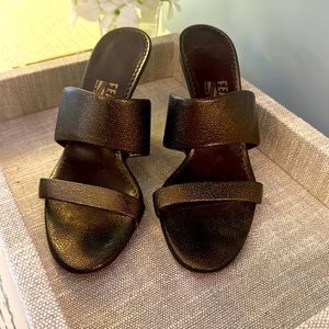 Ferragamo bronzed platform heels